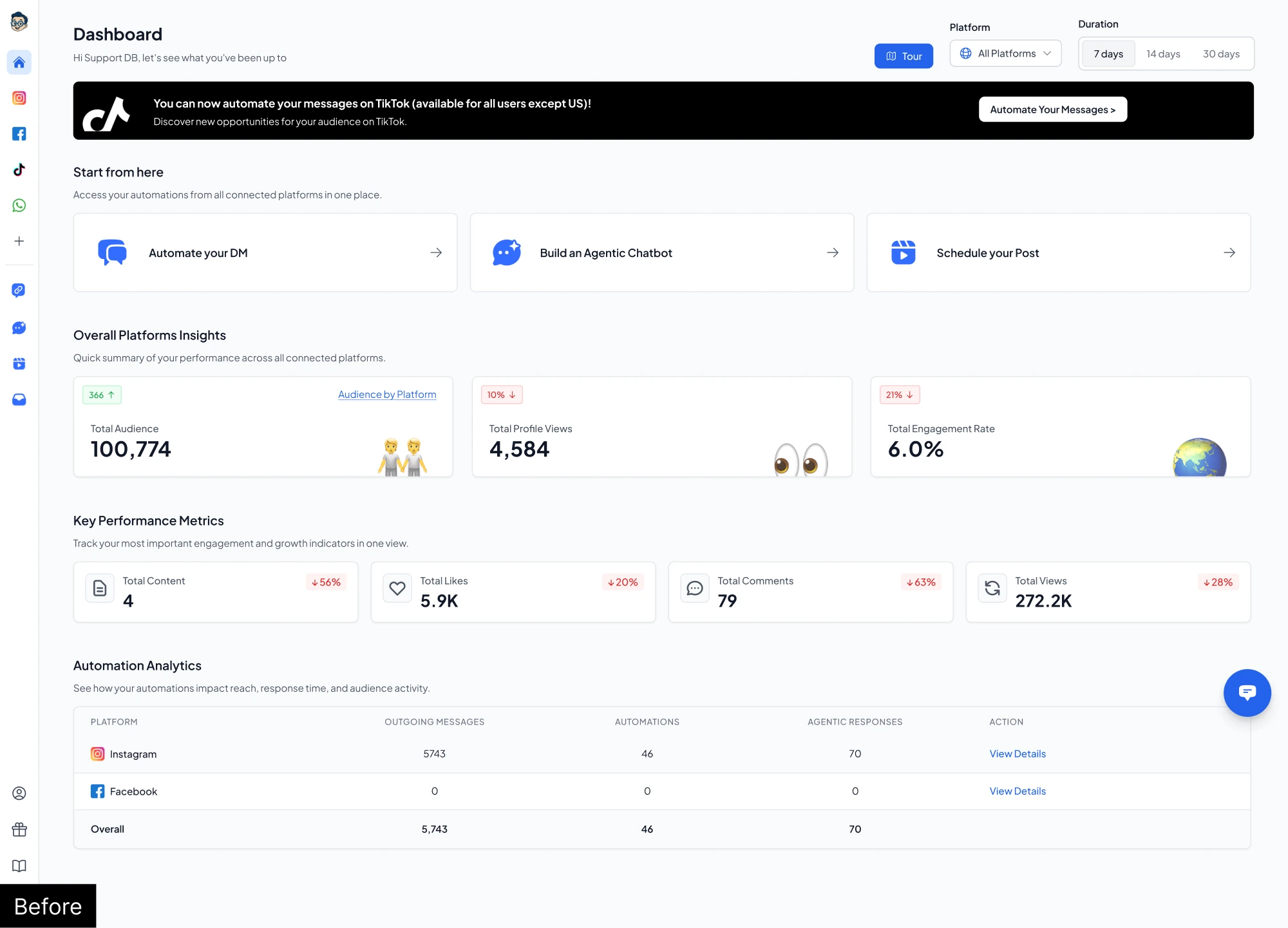 Defuser AI dashboard before redesign
